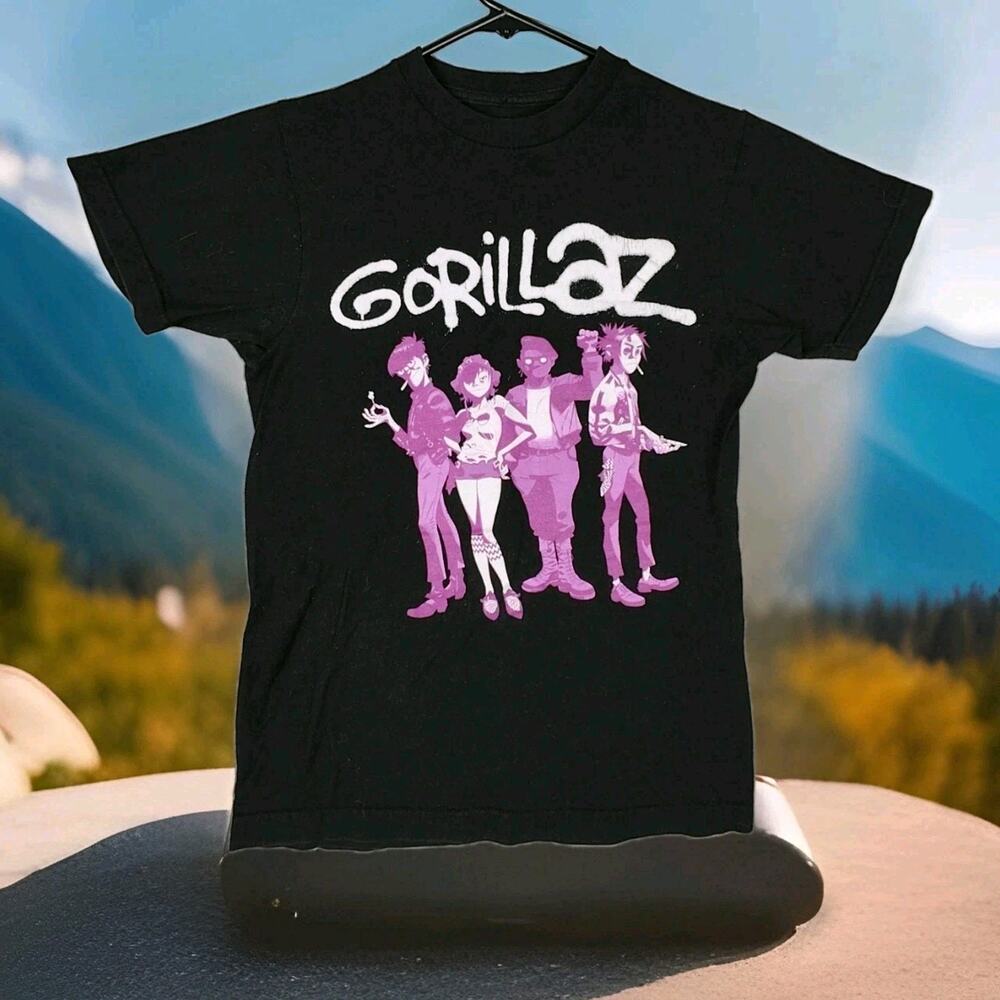 Gorillaz Shirt Small Band Tee Characters White Spray Paint Logo Music Concert